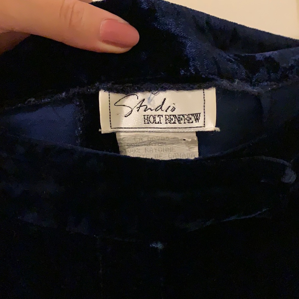 Blue velvet cropped pants vintage holt renfrew